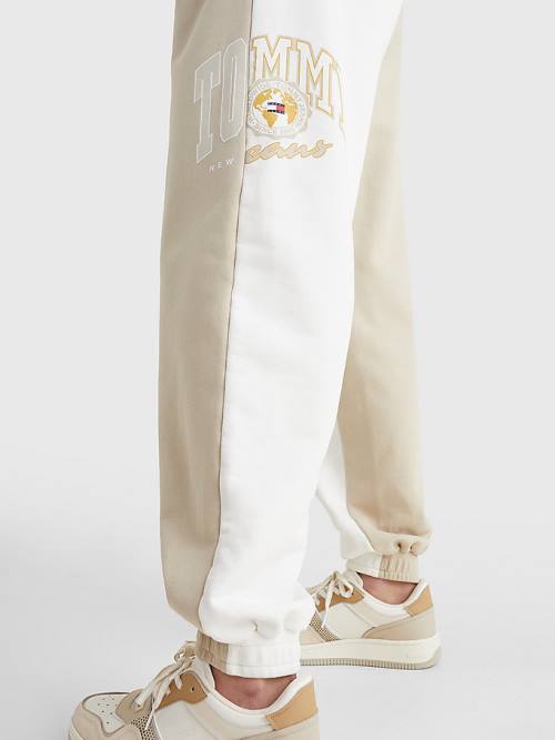 Tommy Hilfiger Spliced Collegiate Relaxed Joggers Broek Dames Beige | TH619TWD