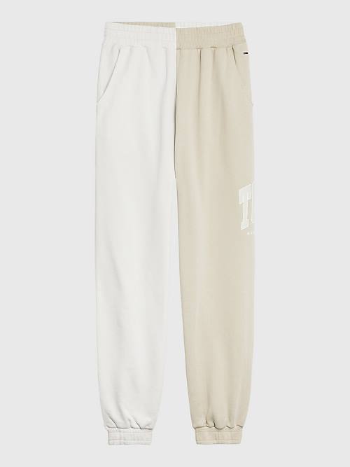 Tommy Hilfiger Spliced Collegiate Relaxed Joggers Broek Dames Beige | TH619TWD