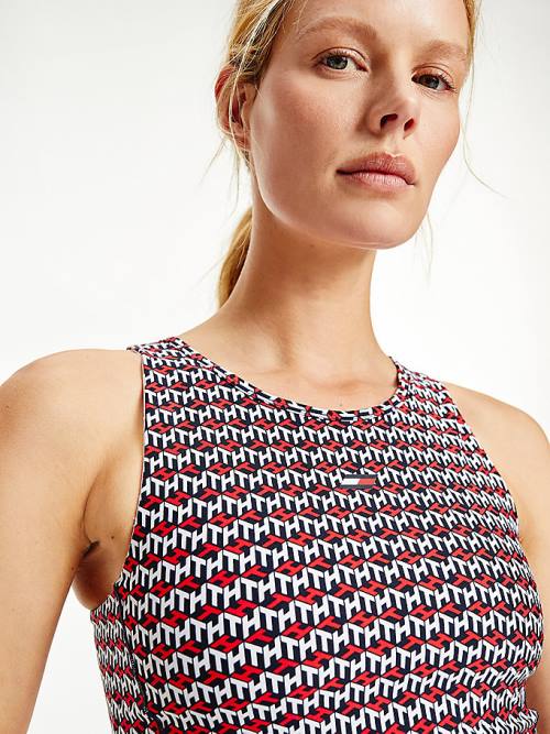 Tommy Hilfiger Sport 2-In-1 Crop Bra Tank Top Ondergoed Dames Rood | TH346BJP