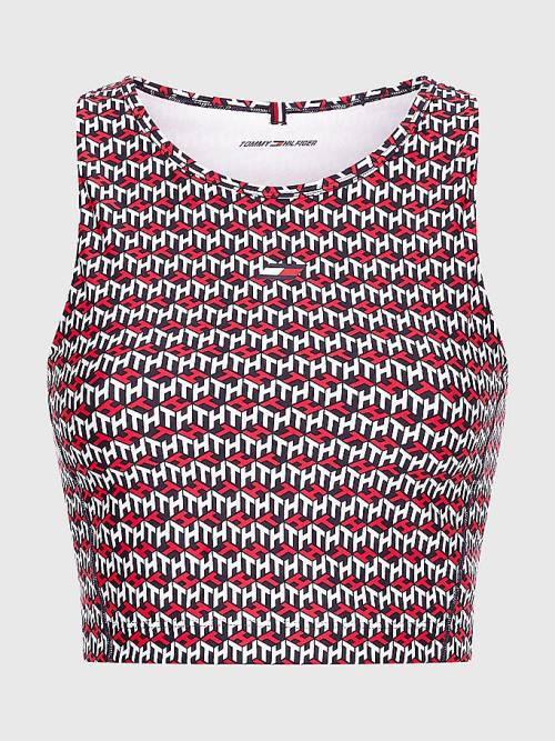 Tommy Hilfiger Sport 2-In-1 Crop Bra Tank Top Ondergoed Dames Rood | TH346BJP