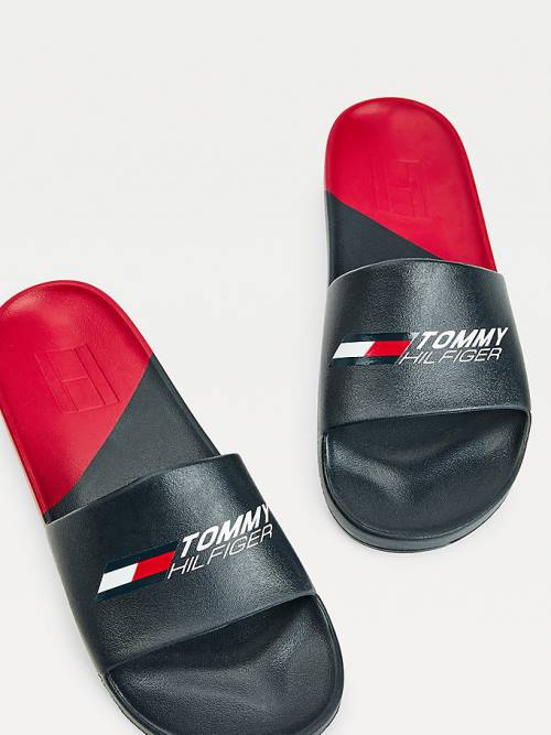 Tommy Hilfiger Sport Colour-Blocked Pool Slides Sandalen Heren Blauw | TH719NTE