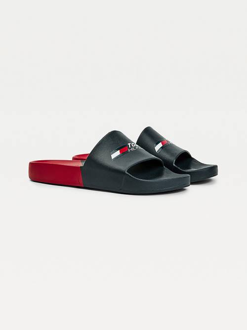 Tommy Hilfiger Sport Colour-Blocked Pool Slides Sandalen Heren Blauw | TH719NTE