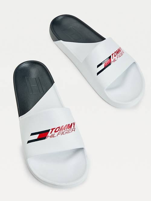 Tommy Hilfiger Sport Colour-Blocked Pool Slides Sandalen Heren Wit | TH729AKL