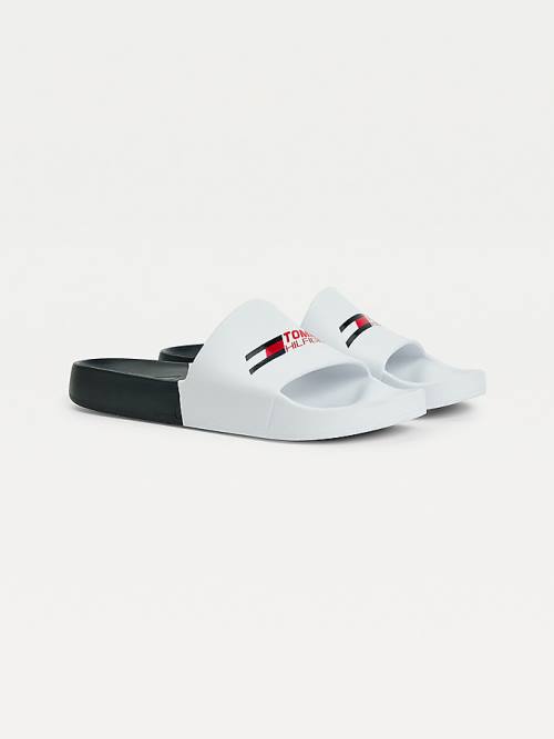 Tommy Hilfiger Sport Colour-Blocked Pool Slides Sandalen Heren Wit | TH729AKL