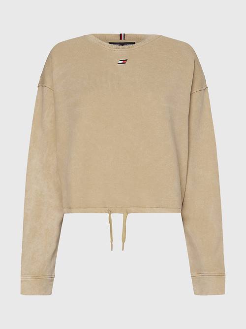 Tommy Hilfiger Sport Drawstring Hem Relaxed Fit Sweatshirts Dames Beige | TH249XRY