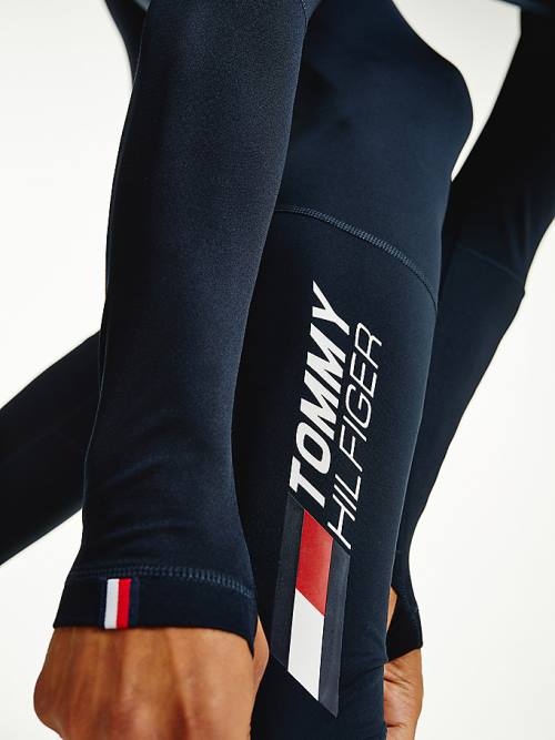 Tommy Hilfiger Sport Essential Rubberised Logo Tights Broek Heren Blauw | TH736VIN