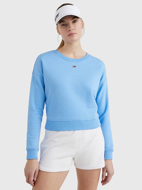 Tommy Hilfiger Sport Flag Relaxed Fit Sweatshirts Dames Blauw | TH267EDP