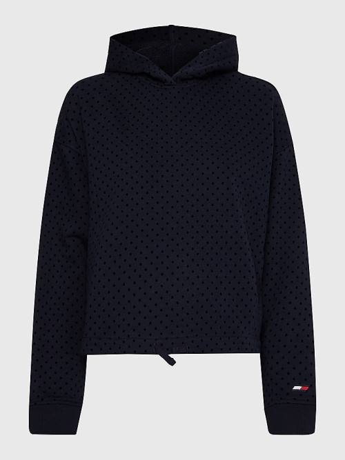 Tommy Hilfiger Sport Flocked Polka-Dot Relaxed Fit Hoodie Dames Blauw | TH954SVD