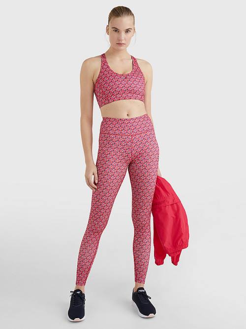 Tommy Hilfiger Sport Geometric Print Medium Support Bra Ondergoed Dames Rood | TH374IUH