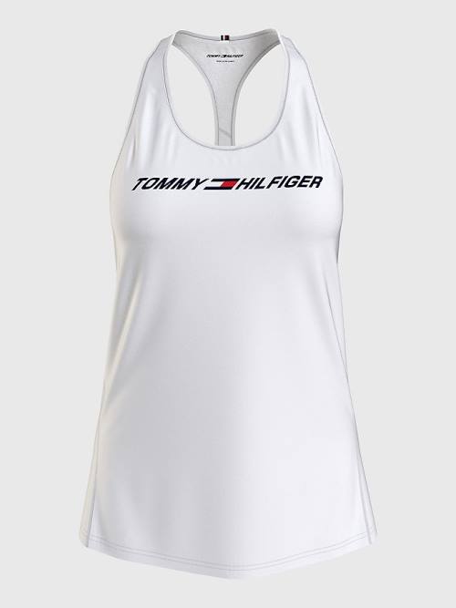 Tommy Hilfiger Sport Graphic Racerback Tank Top T-shirts Dames Wit | TH593LZQ