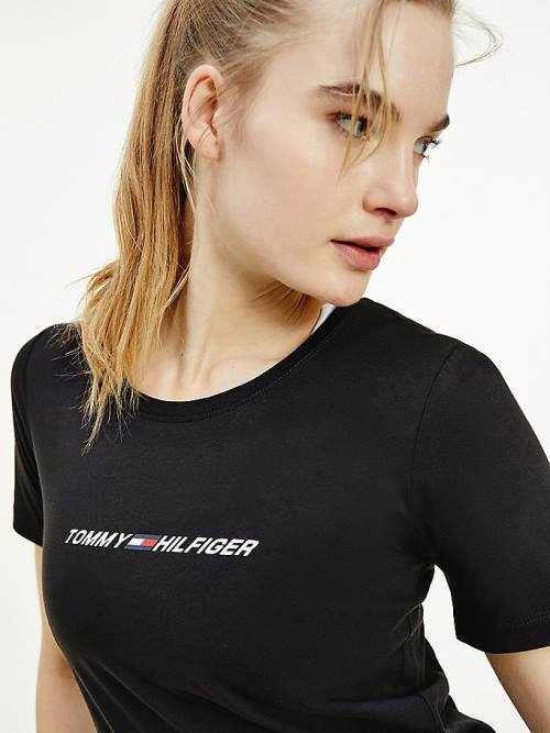 Tommy Hilfiger Sport Graphic T-shirts Dames Zwart | TH614DOA