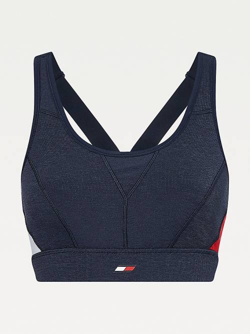 Tommy Hilfiger Sport High Support Colour-Blocked Bra Ondergoed Dames Blauw | TH457DPW