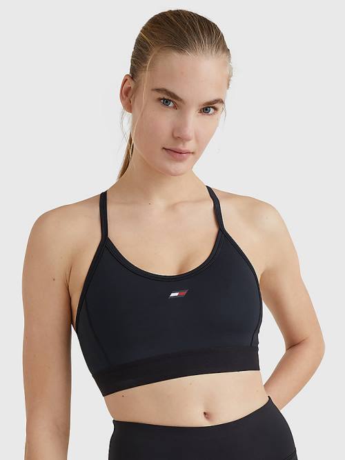 Tommy Hilfiger Sport Lichtgewicht Low Support Racer Bra Ondergoed Dames Zwart | TH490ZGA