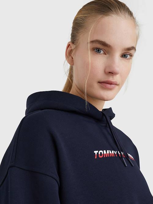 Tommy Hilfiger Sport Logo Relaxed Fit Hoodie Dames Blauw | TH143TBP