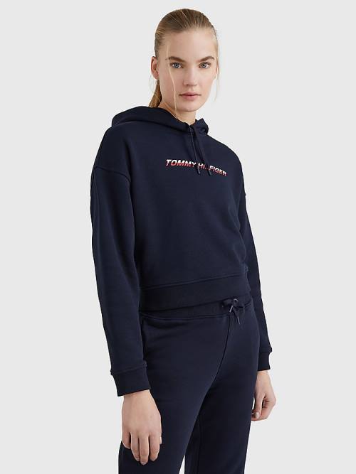 Tommy Hilfiger Sport Logo Relaxed Fit Hoodie Dames Blauw | TH143TBP