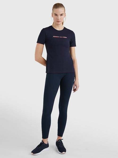 Tommy Hilfiger Sport Logo T-shirts Dames Blauw | TH674OYA