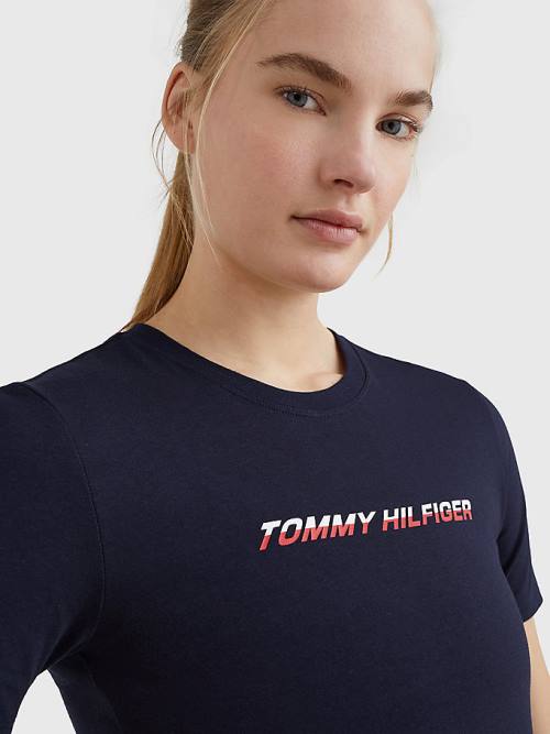 Tommy Hilfiger Sport Logo T-shirts Dames Blauw | TH674OYA