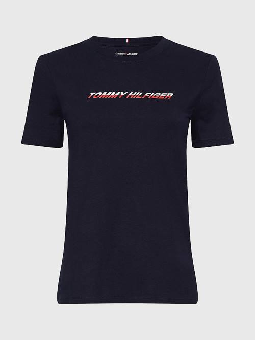 Tommy Hilfiger Sport Logo T-shirts Dames Blauw | TH674OYA