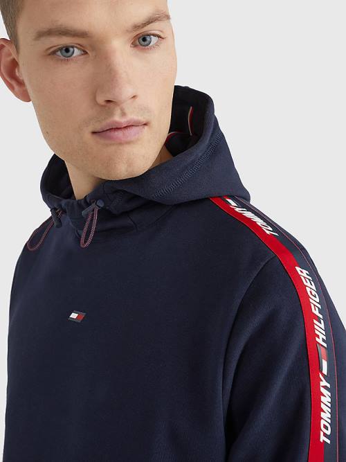 Tommy Hilfiger Sport Logo Tape Hoodie Heren Blauw | TH215VWK