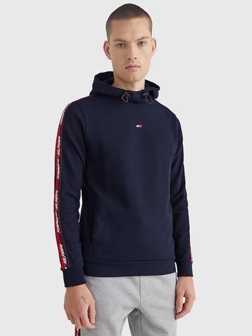 Tommy Hilfiger Sport Logo Tape Hoodie Heren Blauw | TH215VWK