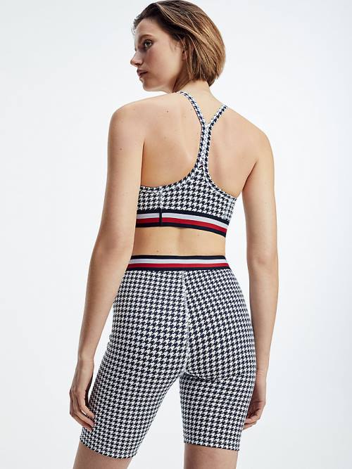 Tommy Hilfiger Sport Low Support Houndstooth Bra Ondergoed Dames Zwart | TH173VYN