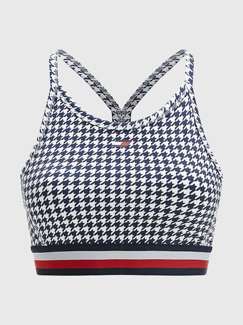 Tommy Hilfiger Sport Low Support Houndstooth Bra Ondergoed Dames Zwart | TH173VYN