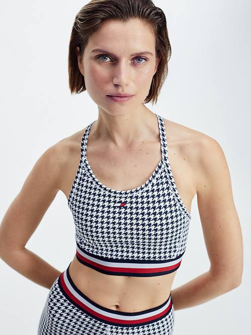 Tommy Hilfiger Sport Low Support Houndstooth Bra Ondergoed Dames Zwart | TH173VYN