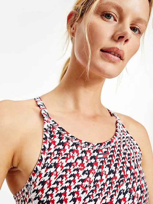 Tommy Hilfiger Sport Low Support Houndstooth Bra Ondergoed Dames Rood | TH358NIY