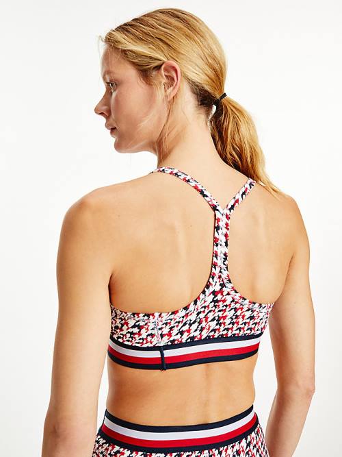 Tommy Hilfiger Sport Low Support Houndstooth Bra Ondergoed Dames Rood | TH358NIY