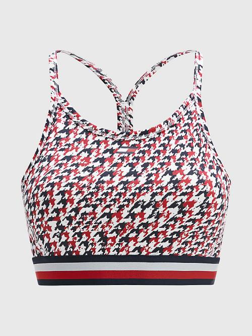 Tommy Hilfiger Sport Low Support Houndstooth Bra Ondergoed Dames Rood | TH358NIY