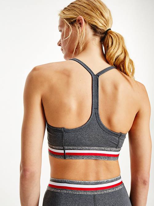 Tommy Hilfiger Sport Low Support Metallic Detail Bra Ondergoed Dames Grijs | TH026IRO