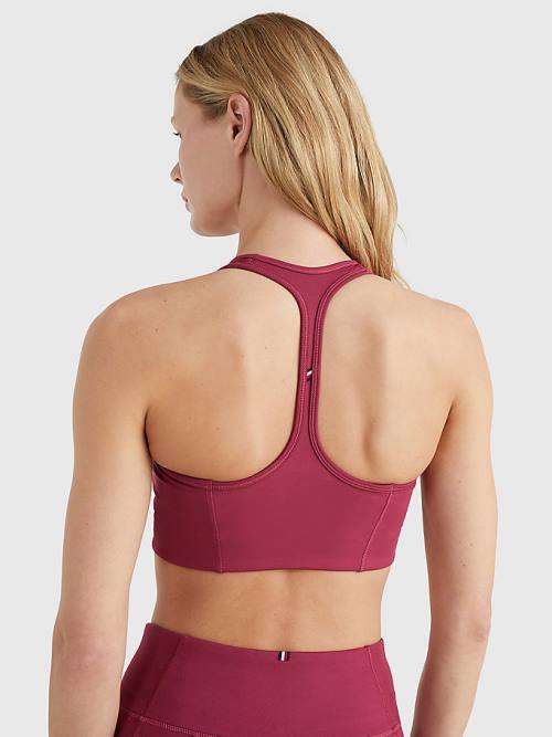 Tommy Hilfiger Sport Medium Support Logo Bra Ondergoed Dames Rood | TH726VTR