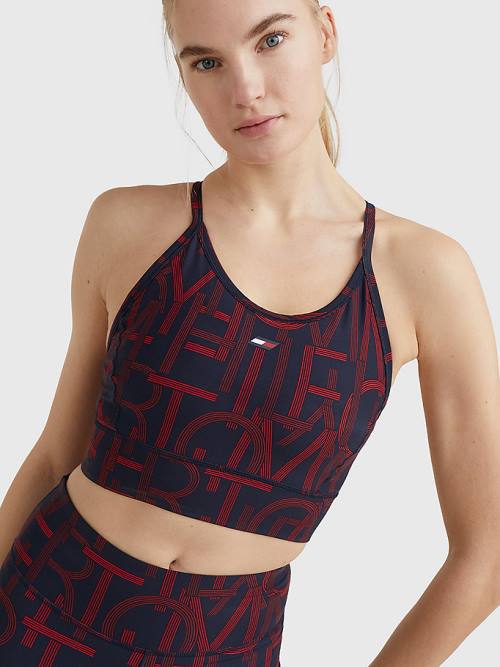 Tommy Hilfiger Sport Medium Support Print Bra Ondergoed Dames Blauw | TH240SLR