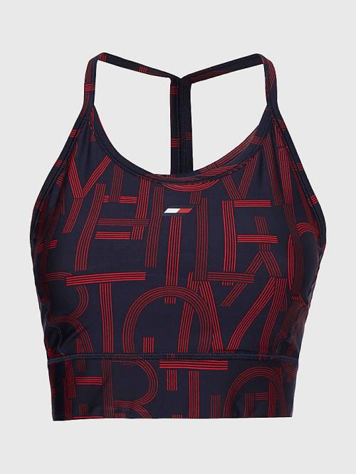 Tommy Hilfiger Sport Medium Support Print Bra Ondergoed Dames Blauw | TH240SLR