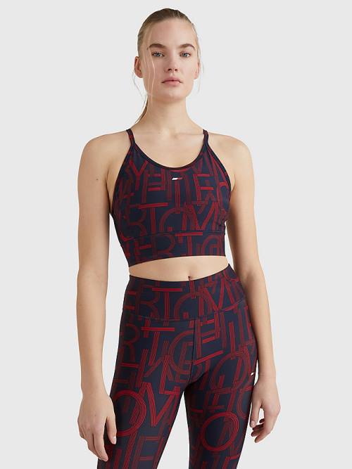 Tommy Hilfiger Sport Medium Support Print Bra Ondergoed Dames Blauw | TH240SLR