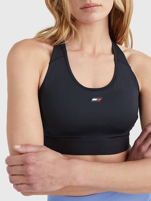 Tommy Hilfiger Sport Medium Support Racerback Bra Ondergoed Dames Zwart | TH243VCO