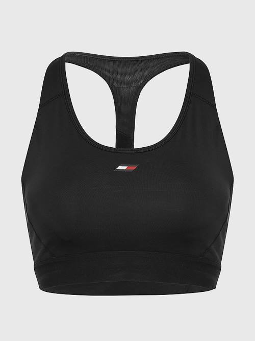 Tommy Hilfiger Sport Medium Support Racerback Bra Ondergoed Dames Zwart | TH243VCO