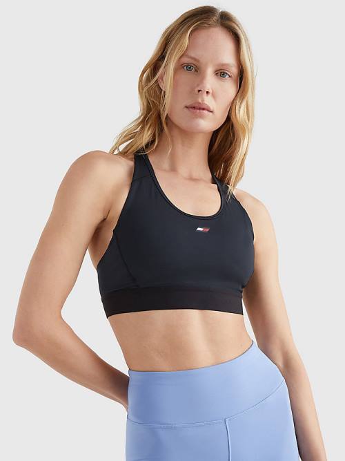 Tommy Hilfiger Sport Medium Support Racerback Bra Ondergoed Dames Zwart | TH243VCO