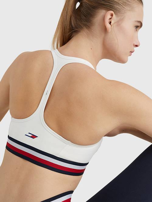 Tommy Hilfiger Sport Medium Support Tape Bra Ondergoed Dames Wit | TH047EJB