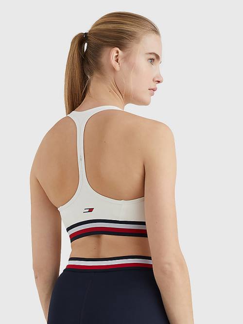 Tommy Hilfiger Sport Medium Support Tape Bra Ondergoed Dames Wit | TH047EJB