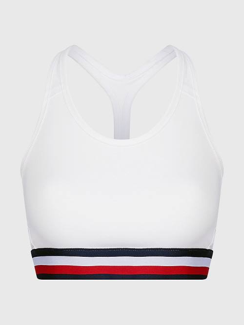 Tommy Hilfiger Sport Medium Support Tape Bra Ondergoed Dames Wit | TH047EJB