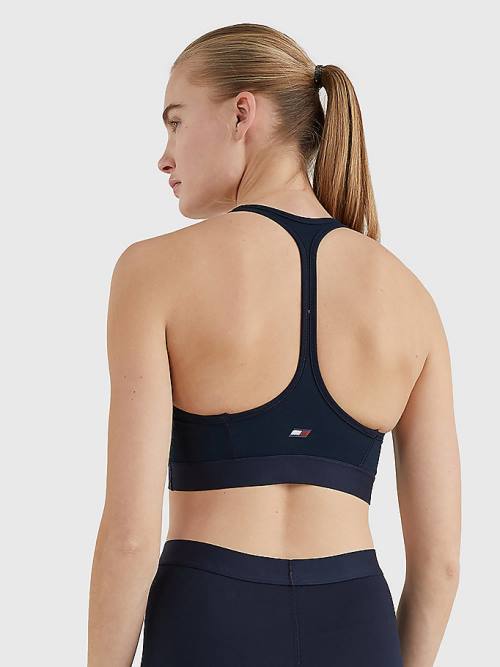 Tommy Hilfiger Sport Medium Support Tape Bra Ondergoed Dames Blauw | TH319SGX