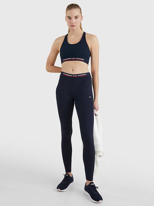 Tommy Hilfiger Sport Medium Support Tape Bra Ondergoed Dames Blauw | TH319SGX