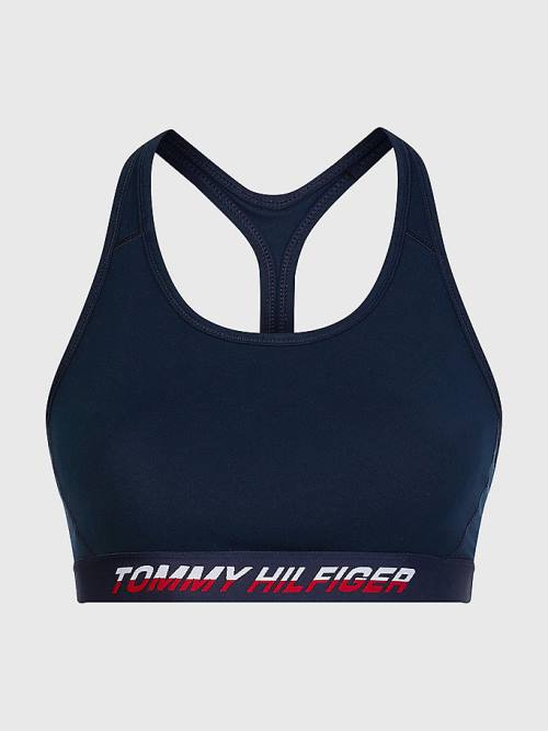 Tommy Hilfiger Sport Medium Support Tape Bra Ondergoed Dames Blauw | TH319SGX