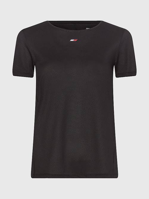 Tommy Hilfiger Sport Mesh Flag T-shirts Dames Zwart | TH675KQT