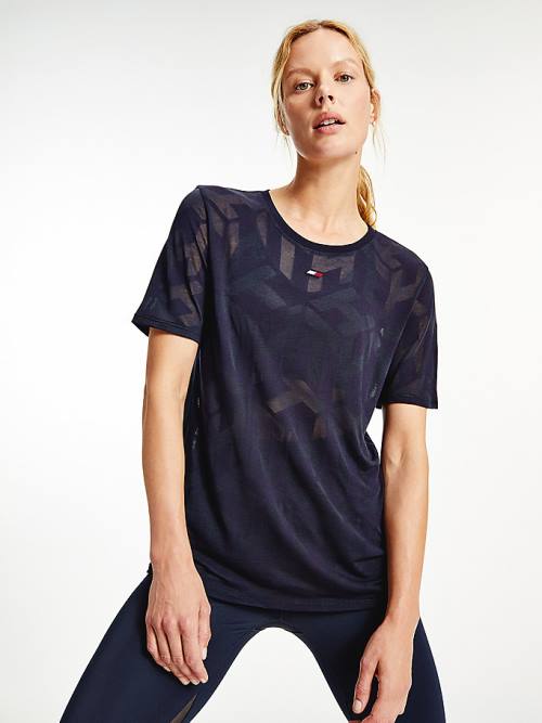 Tommy Hilfiger Sport Monogram Burnout T-shirts Dames Blauw | TH371RBG