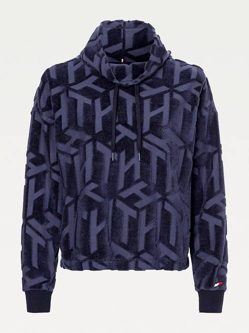 Tommy Hilfiger Sport Monogram High Neck Sweatshirt Hoodie Dames Blauw | TH512IDF