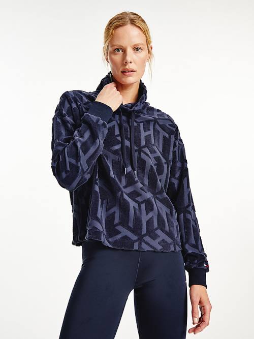 Tommy Hilfiger Sport Monogram High Neck Sweatshirt Hoodie Dames Blauw | TH512IDF