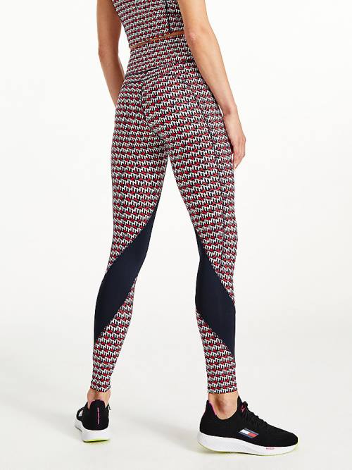 Tommy Hilfiger Sport Monogram Print Full Length Leggings Dames Rood | TH317HMO