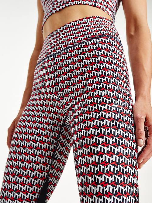 Tommy Hilfiger Sport Monogram Print Full Length Leggings Dames Rood | TH317HMO